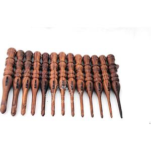 Hand-Carved Wooden Crochet Hooks - Rosewood Handle Crochet Hook Knit Craft Knitting Needle Weave Yarn/Best Gift - Ergonomic Soft Handle Crochet Hooks (Set of 13 PCS)