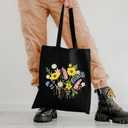 Nuberlic Canvas Tote Bag Embroidery Kit for Beginners Adults -DIY Needlepoint Kit with Floral Pattern Bag Reusable Eco-Friendly Shopping Bag