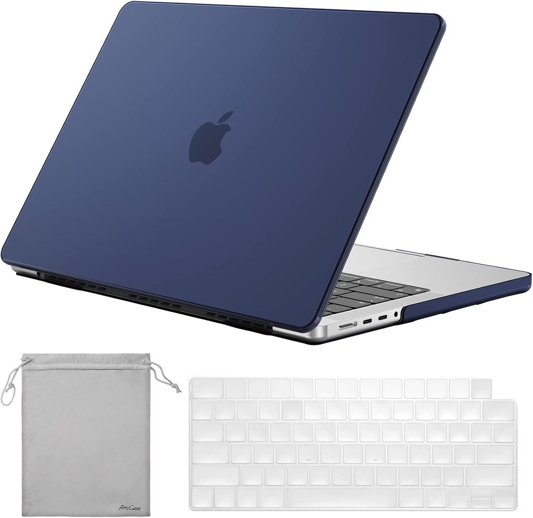 ProCase for MacBook Pro 16.2 Inch 2024 (M4 A3403 A3186)/Pro 16 2023 2022 2021 (M3 A2991 /M2 A2780 /M1 A2485) with Touch ID, Slim Hard Shell Case with Keyboard Cover for MacBook Pro 16" -Darkblue