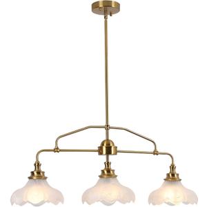 32.5" Modern Kitchen Island Lights with Alabaster Glass Shade, 3-Light Dining Room Lighting Fixtures Hanging, Transitional Multi Pendant Lighting, Brass Finish