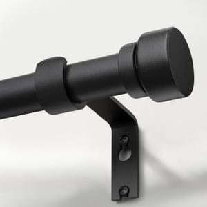 Lootkell Modern Matte Black Curtain Rods for Windows 72 to 144 Adjustable Length Heavy Duty 1" Diameter Window Curtain Rod with Solid Metal Finials for Outdoor Farmhouse Bedroom Kitchen Living Room