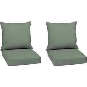 Arden earthFIBER Outdoor Deep Seat Cushion Set (2-Pack), 24 in x 24 in, Weather-Proof, Rain-Proof, Fade Resistant Patio Cushion for Chair, Sofa, and Couch Sage Green Texture