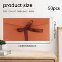 50 Pieces Bronze Envelopes with Bow Tie Closure, Paper Greeting Card Holders for Invitations Mail Postcard Bills Wedding Party Favors Business Cards, 8.66 x 4.33 Inches