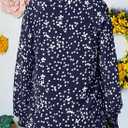 Astylish Women's Trendy Polka Dot Alicia Floral Blouses Long Sleeve Shirts Chiffon V Neck Bohemian Collared Tops (XXL)