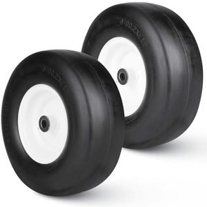 13x5.0-6 Lawn Mower Tires Flat Free, 3/4" Bore ID, 13x5-6 Zero Turn Mower Front Tires, 13x5x6 Solid Rubber Riding Lawn Mower Front Tire and Wheel, 3.25"-5.9" Centered Hub (2 Pack)