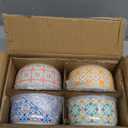 Ceramic Bowls Set with Lid: Microwave Safe Soup Containers for Meal Prep, Cereal, Salad, Picnic, Camping, Office Lunch, Kitchen Food Storage - 5 Inch, 20 oz, 4 PCS, Design D