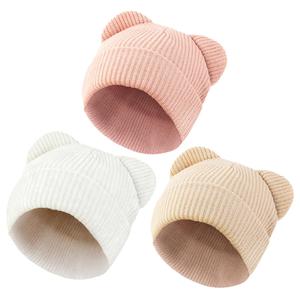 YukiniYa Baby Beanie Cute Toddler Winter Hat 3 Pack Soft Double Layers Knit Warm Cap for Infant Girls Boys Kids 0-21 Years