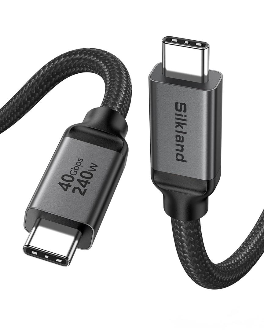 Silkland USB 4 for Long Thunderbolt 4 Cable 10FT, 40Gbps/8K Display/240W Charging, Braided USB C Thunderbolt 3 Cable 3M, USB C Video Cable Compatible for MacBook, iPhone 17/16, SSD, Monitor