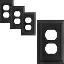 4-Pack Duplex Outlet Cover Plate, Decorative Matte Black Switch Plates and Outlet Covers, Natural Bamboo Fiber Wall Plates for Electrical Outlets, 1 Gang Receptacle Cover, Corrosion Resistant
