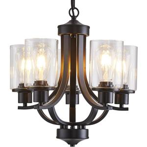 5-Light Dining Room Chandelier,Modern Small Chandeliers Black Rustic Metal Farmhouse High Ceiling Pendant Light Fixtures for Living Room,Kitchen,Foyer,Bedroom
