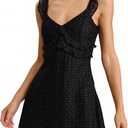 RIHOAS Womens Sleeveless Mini Dress Y2k Summer V Neck A-Line Short Dress Bodycon Vacation Going Out Mini Dresses (Black, M)