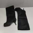 Women's Knee High Suede Boots for Women Square Toe Stiletto Heels Tall Boots Pull On High Heel Long Booties (7.5, Black)