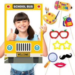 2 x Back to School Decorations, First Day of School Photo Prop, Photo Booth Props for First Day of Welcome Back to School Party Supplies (Yellow)