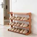 Shoe Rack,Small 4 Tier Shoe Organizer Storage Shelf,Bamboo Narrow Shoe Closet,Small Space Shoe Rack,for Entryway Closet 26.777.4819.3inch, 4 Tier-26.77" Wide