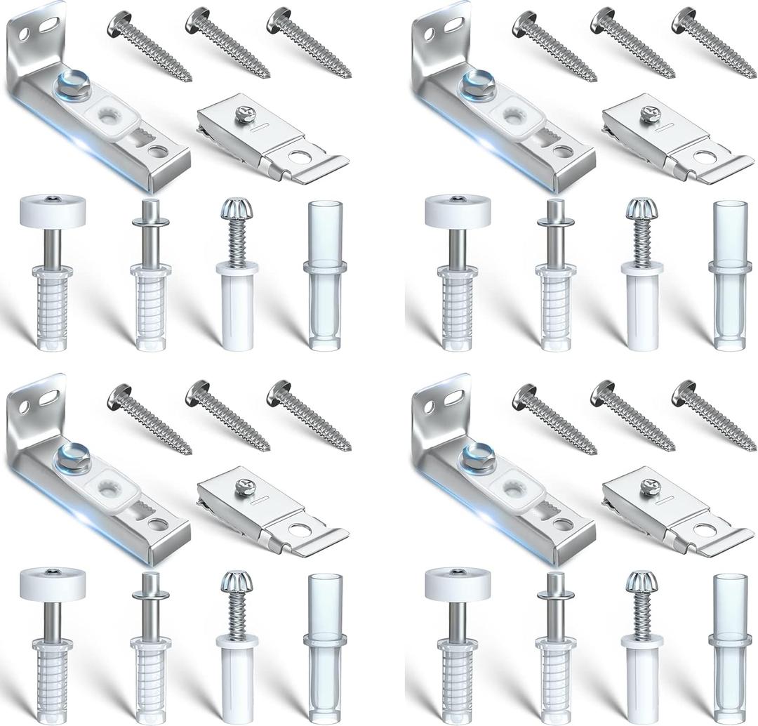 Bifold Door Hardware Repair Kit - 4 Packs Bi-fold Sliding Closet Doors Replacement Parts Include Top & Bottom Bracket, 3/8" Pivot, 7/8" Guides Wheel, for Folding Pocket Door Accordion