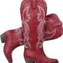 Hawkwell Women's Cowboy Cowgirl Boots Slip On Pointed Toe and Block Heel Shoes with Classic Embroidered Pull On Tall Boot for Ladies Dress Western Knee High Boots (8.5)