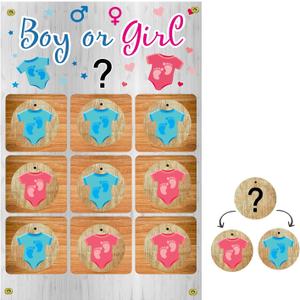 Gender Reveal Tic Tac Toe Board Game for Boys or Girls - Ideal Party Supplies with Multiple Signs and Fun Ideas for Baby Shower