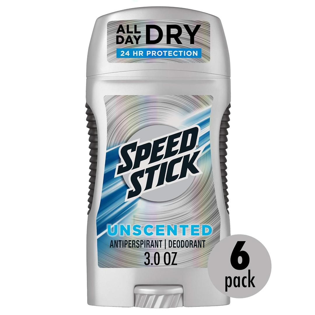 Speed Stick Power Antiperspirant Deodorant for Men, Unscented - 3 Ounce, Pack Of 6 