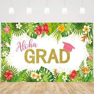 Aloha Grad Backdrop Summer Hawaiian Congrats Grad Photography Background Tropical Aloha Graduation Party Banner College Graduation Party Decorations