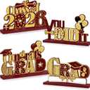 4 Pieces 2026 Graduation Party Decorations Wooden Class of 2026 Table Centerpieces Grad Congratulate Table Toppers for High School College Graduation Party Favor Supplies Photo Booth Props(Maroon)