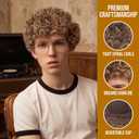 Short Brown Afro Wig with Glasses for Mens Costume Crazy Funny Party Wigs for Nerd Halloween Costumes & Cosplay Accessory