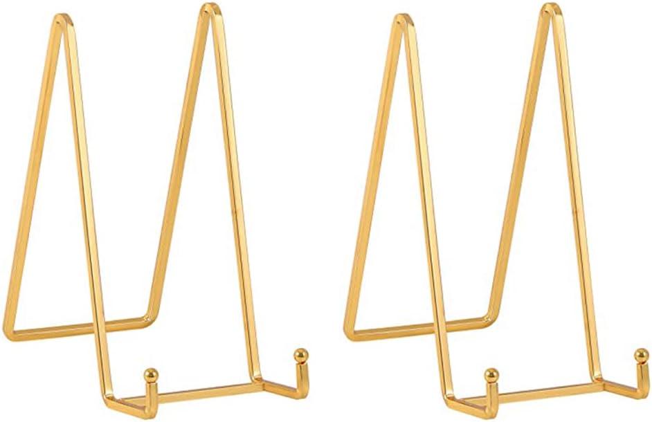 Plate Holder Easel Display Stand - 8 inch Metal Plate Stands for Display - Tabletop Picture Stand - Gold Iron Easels for Display Pictures | Photo Frames | Book | Decorative Plates | Plaque -2 Pack