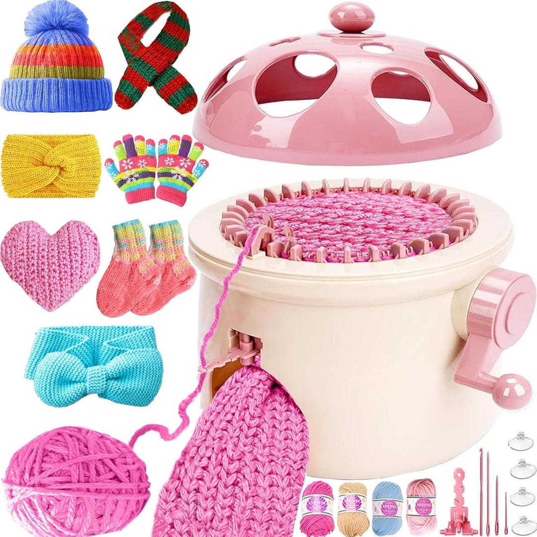 SENTRO 32 Needle Knitting Machine,32 Needles Mushroom Knitting Machine for Adults and Beginners, Smart Automatic Circular Knitting Loom Crochet Machine Kit for Hat, Scarves, Gloves, Socks, Sweater