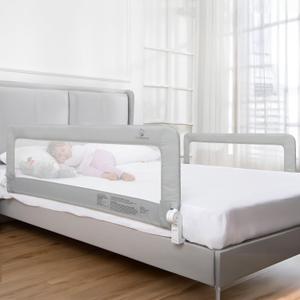 ComfyBumpy 2-Pack Bed Rail for Toddlers 55.5" L x 19.5" H | Toddler Bed Rails for Twin, Full, Queen & King Mattress Size | Swing Down Rail Guard | Mattress Side Rail for Kids | Gray