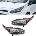 Front Headlights Assembly Left+Right Side for 2014-2018 Ford Transit Connect w/Black Trim Halogen Headlamp Set Direct Replacement FO2502327 DT1Z13008P (A pair)