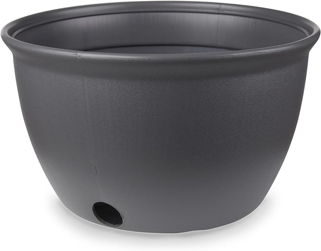 Mighty Tuff Decorative Garden Hose Storage Pot, Durable Garden Hose Holder, Stylish Garden Hose Storage for 100 Foot Standard Hose or 300 Foot Retractable Hose, Gray