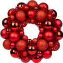 Christmas Ball Wreath 13" Xmas Wreaths Ornaments Glitter Thicken Shatterproof Garland Decoration for Door Wall Mantel Holiday Party Decor, Red
