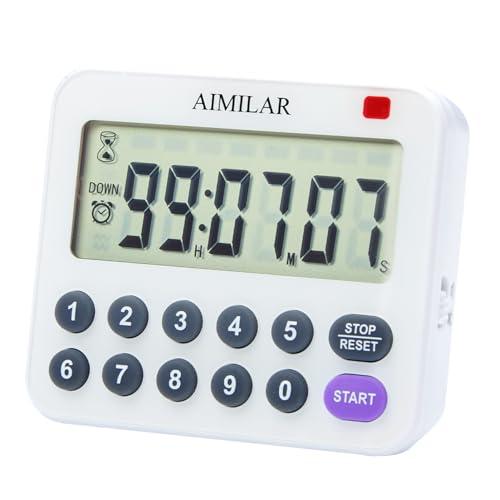 Digital Countdown Kitchen Timer - AIMILAR Magnetic Count Up Down Cooking Timer with Magnet Back Loud Alarm Directly Input Hours Minutes and Seconds