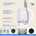 Household Electric Kettle, All 304 Stainless steel and No Plastic Contact, Automatic Shut-off,Borosilicate glass Visual Boiling, 2.0L Water Boiler & Tea Kettle Perfect For Tea & Coffee (pure white)