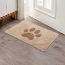 Door Mat Indoor Super Absorbent Microfiber Washable Pet Rug, Low-Profile Entryway Rug with Non-Slip Backing, Dirty Trapper Inside Entrance Doormat for Shoes, 16" x 24", Biege (Beige)
