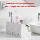 Large Size Silicone Tooth Brush Holder for Bathroom with Drainage, White Marble Toothbrush Holders, Easy Clean Bathroom Countertop Organizer Detachable Makeup Organizer for Vanity