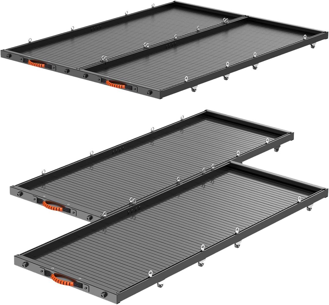 Aluminum Wheel-Rolling Slide-Out Truck Bed Storage Tray (2-Pack) – 400LBS Load Capacity, No-Drill Installation, Multi-Use Rolling,Fit Full-Size Bed Organizer for 5' 6”+ Beds (63.5" Dx47.2 W （inch）)