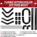 3" Universal Intercooler Kit Aluminum Turbo Intercooler Piping U-Pipe Kit with Coupler and T-Clamps DIY Custom Pipe 32Pcs-Black