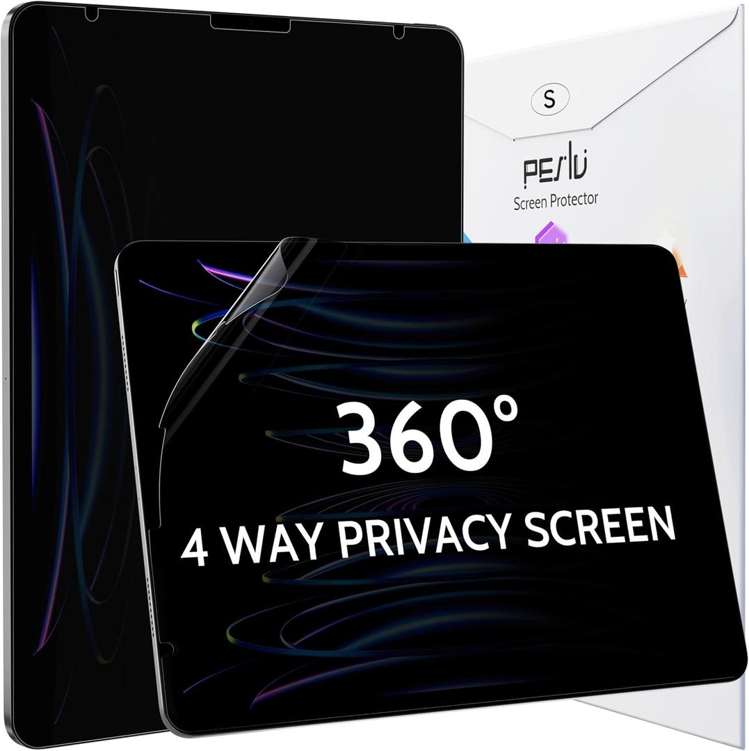 Peslv 360 Privacy Screen for iPad Air 5th/4th Gen & iPad Pro 11 (2018-2022), Anti Glare Blue Light Spy Filter Private Cover, High Sensitive Bubble-Free Easy Install Black Security Protector