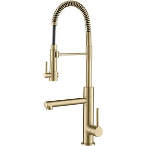 KRAUS Artec Pro (1 st Gen) Commercial Style Pre-Rinse Single Handle Kitchen Faucet (No Pull Down) with Pot Filler in Brushed Gold, KPF-1603BG (Pack of 1) (Brushed Gold)