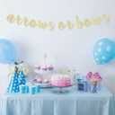 LINGTEER Arrows or Bows Gold Glitter Cursive Script Bunting Banner Baby Shower Gender Reveal Boy or Girl Party Decoration Table Wall Sign - NO DIY REQUIRED.