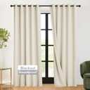 RYB HOME 3-in-1 Soundproof - Blackout - Energy Saving Curtains for Bedroom, Soundproof Blanket Curtains for Living Room Nursery Patio Sliding Glass Door, Beige, W 62 x L 95, 2 Panels
