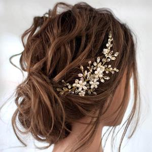 JAKAWIN Bridal Hair Accessories Wedding Hair Comb Silver Pearl Hair Piece for Women HC034 (2-Gold)
