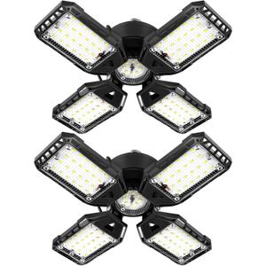Aoretic LED Garage Lights Bulb 2 Pack -120W, 12000LM 6500K Led Shop Light with 4+1 Deformable Panels, Basement Barn Light Garages Ceiling Lights, E26/E27 for Garage, Warehouse, Shop