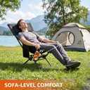 Armless Rocking Camping Chair for Adults, Portable Folding Outdoor Rocker with Spring-Action Technology, Heavy Duty Mesh Camp Chair for Fishing, Tailgating & Picnic, Supports up to 500 lbs, Black