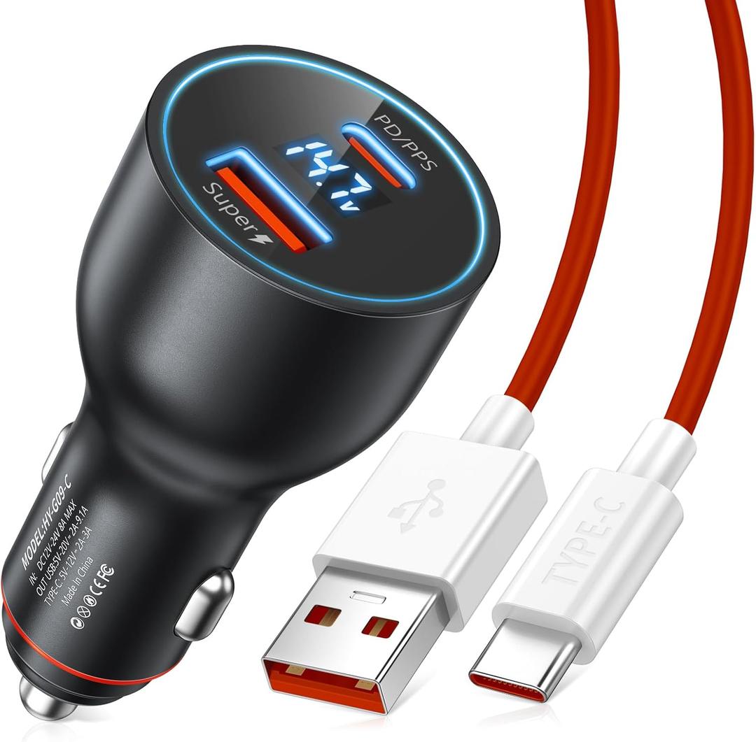 Car Charger for SuperVOOC 120W 100W for OnePlus 13 13R 10T 12R 12 11 10 Pro Nord 2T, 65W Warp Charger for OnePlus Nord N30 Open Pad 9 Pro 8 7T 6 6T LED Display USB C Car Charge Adapter 3.3FT Cable