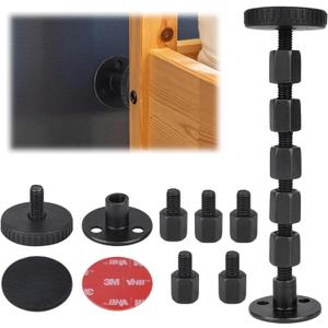 BOXOB 4pcs Adjustable Threaded Bed Frame Anti-Shake Tool, Upgraded Headboard Stoppers Bumper with Pads Easy Installation Wall Frame Stabilizers for Beds Cabinets Sofas (Black)