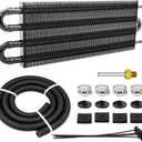 4 Pass Ultra-Cool Tube and Fin Transmission Cooler Universal 5/16" Oil Cooler Kit 402 Aluminium Black