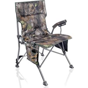 REDCAMP Oversized Hunting Chairs for Blinds with Thickened Cotton, Portable Folding Camo Padded Camping Chairs for Adults Hunting Seats with Hard Arms for Outside Outdoor, Camouflage