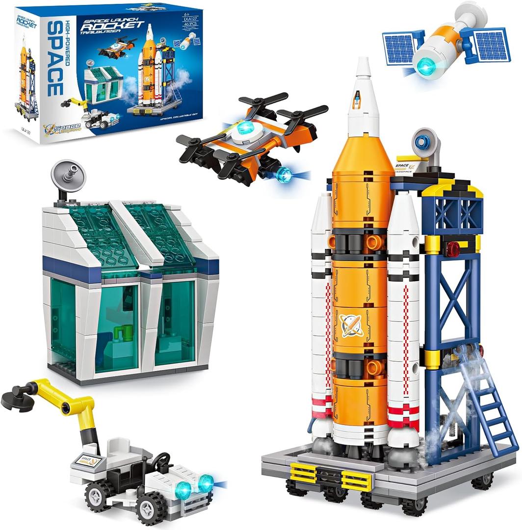 Exploratory Building Blocks Set: 461PCS Rocket, Space Shuttle, Moon Buggy, and Satellite Kit - STEM Learning with Space Capsule - Ideal for 6-12 Year Old Boys