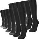 Compression Socks for Men & Women (2/4/6 Pairs) 20-30 mmHg Graduated Compression Knee High for Running, Athletic (Black, XL)